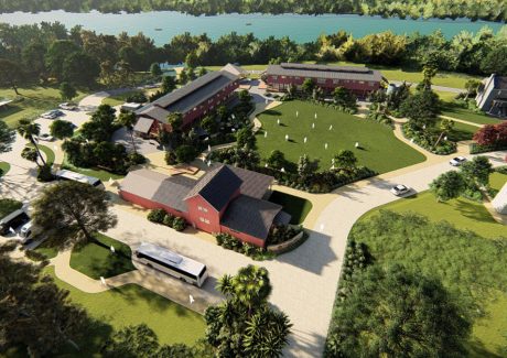Looking over the Red Shed to the new dormitories with the Crookhaven river behind