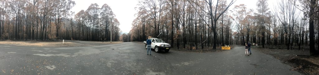 Panoramic of post bushfire view